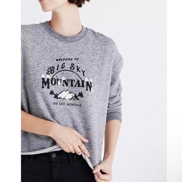 Madewell Gray Cozy Big Sky Mountain Cutoff Sweatshirt XXS - Picture 1 of 10